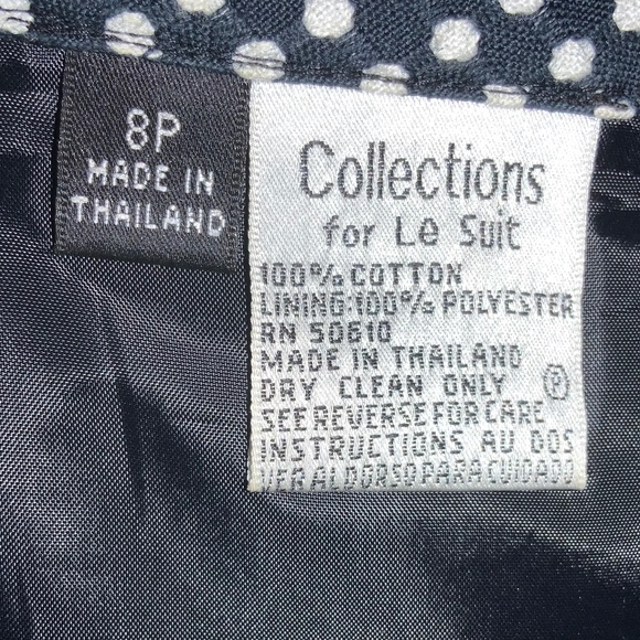 Le suit polka dot suit set Sz 8P black white short sleeve msr - Picture 11 of 11